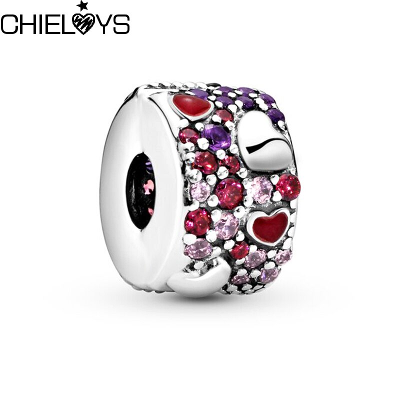 2Pcs/Lot Crystal Shinning Heart Charm Beads Fit DIY Original DIY Bracelets Necklaces For Women Valentine's Day Jewelry Making