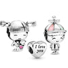 2Pcs/Lot Family Series Boy Girl Grandparents Beads Pendant Fit Original Brand Charm Bracelets Necklaces for Women Jewelry Making