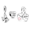 2Pcs/Lot Family Series Boy Girl Grandparents Beads Pendant Fit Original Brand Charm Bracelets Necklaces for Women Jewelry Making