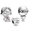 2Pcs/Lot Family Series Boy Girl Grandparents Beads Pendant Fit Original Brand Charm Bracelets Necklaces for Women Jewelry Making