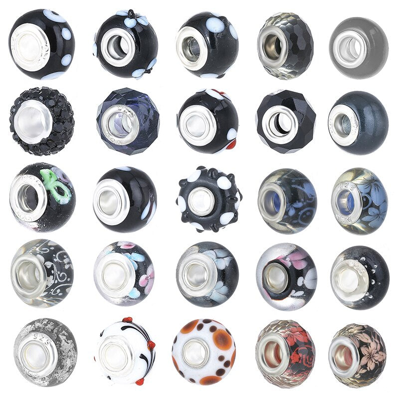 2Pcs/Lot Imprint Heart Flower Leaf Charms Fits Original Beads Bracelets Bangles DIY Jewelry Making For Women Men Gift