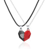 2Pcs/Lot Magnetic Couple Necklace Friendship Heart Pendant Distance Faceted Charm Necklace Women Valentine's Day Gift 2021