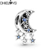 2Pcs/Lot Moon Star In The Galaxy Pendant Beads Charm Fits DIY Bracelets Necklace For Women Men Couples Jewelry Gift Accessories