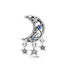 2Pcs/Lot Moon Star In The Galaxy Pendant Beads Charm Fits DIY Bracelets Necklace For Women Men Couples Jewelry Gift Accessories
