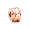 2Pcs/Lot Rose Gold Polished Ribbon Pattern Zircon Charms Beads Fit Original Brand Silver Color Bracelets Women DIY Jewelry