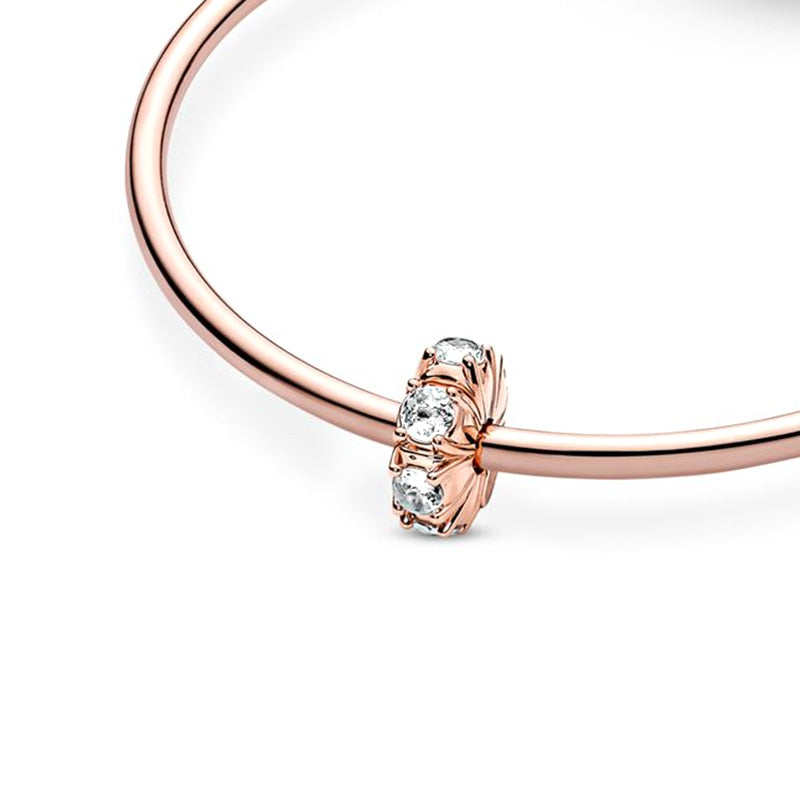 2Pcs/Lot Rose Gold Shining Claws Zircon Charms Beads Fit Original Brand Silver Color Bracelets Necklaces Women DIY Jewelry
