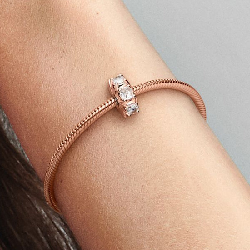 2Pcs/Lot Rose Gold Shining Claws Zircon Charms Beads Fit Original Brand Silver Color Bracelets Necklaces Women DIY Jewelry