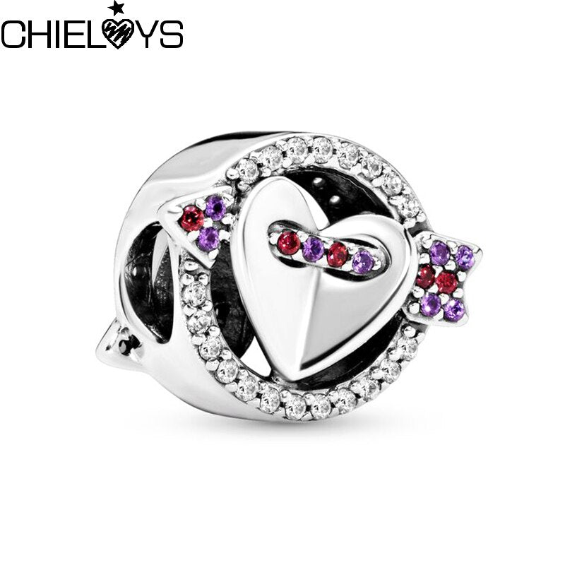 2Pcs/Lot One Arrow Through the Heart Charm Beads Fit DIY Original DIY Brand Bracelets Necklaces For Women Wife Jewelry Making