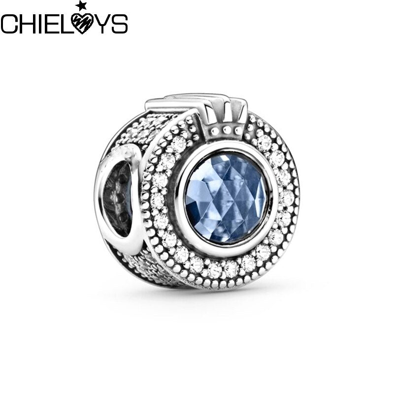 2Pcs/Lot Shining Blue Crown Letter O Beads Charm Pendant Fits DIY Bracelets Necklace For Women Men Jewelry Gift Accessories