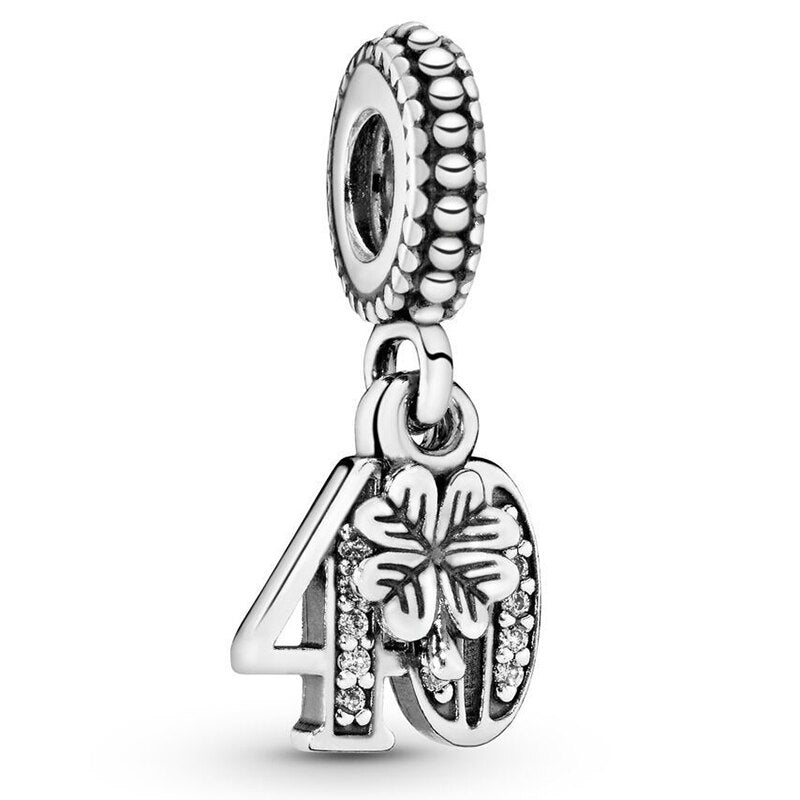 2Pcs/Lot Silver Color Crown Star Number Charm Beads Fits Original DIY Bracelets Necklaces For Women Men Jewelry Accessories Gift