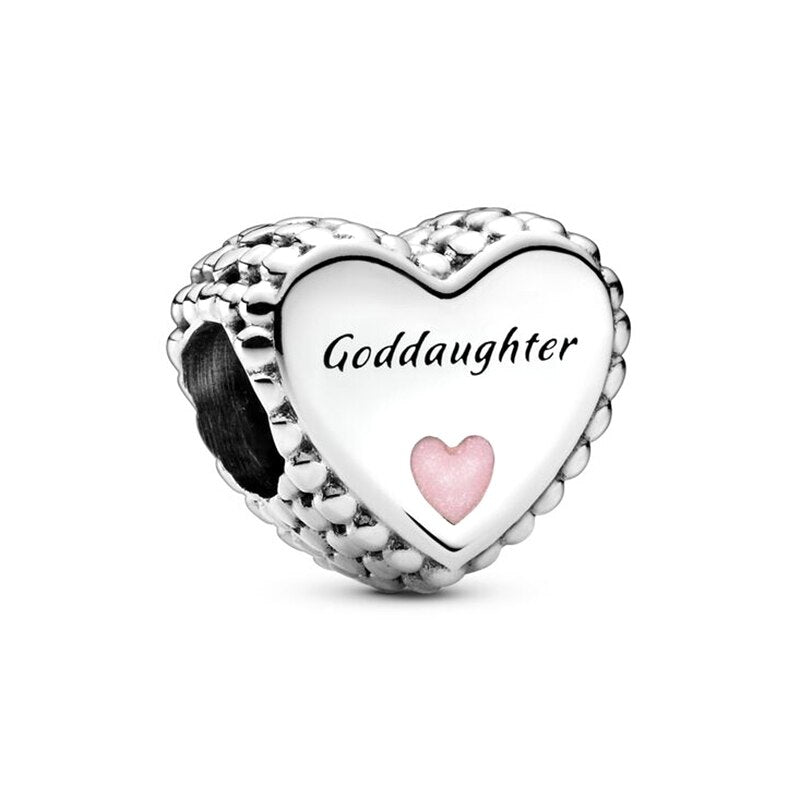 2Pcs/Lot Silver Color Love Heart Charm Beads Fits Original DIY Bracelets Necklaces For Women Wife Friend Father Mother Jewelry