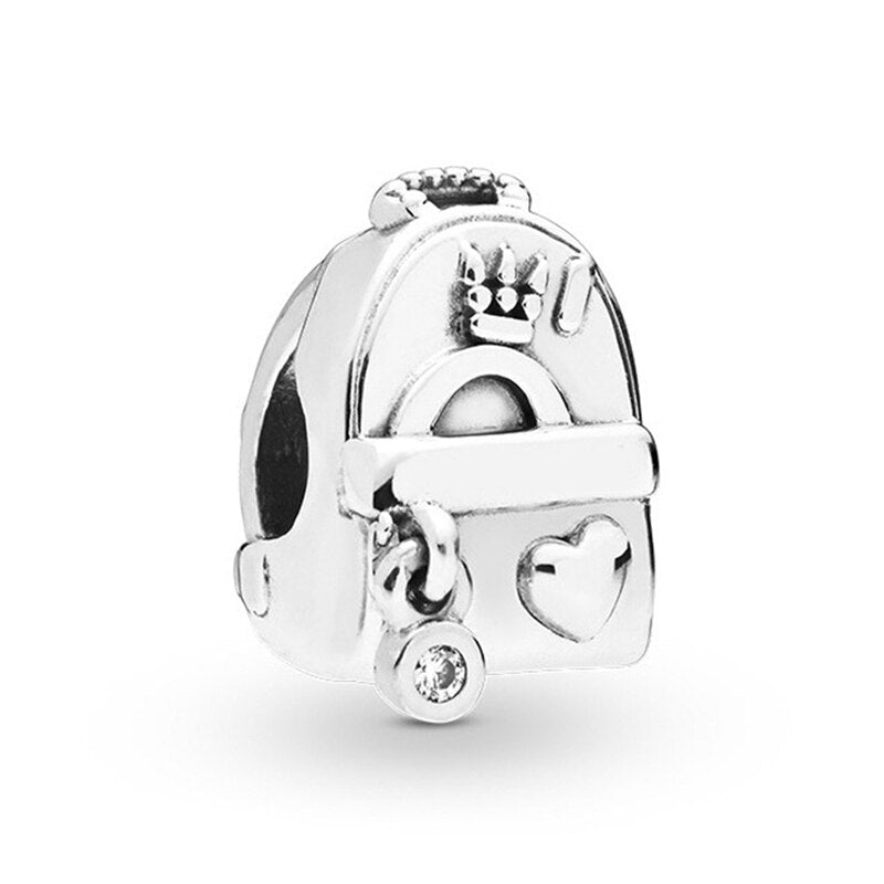 2Pcs/Lot Silver Color Love Heart Charm Beads Fits Original DIY Bracelets Necklaces For Women Wife Friend Father Mother Jewelry
