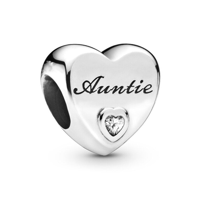 2Pcs/Lot Silver Color Love Heart Charm Beads Fits Original DIY Bracelets Necklaces For Women Wife Friend Father Mother Jewelry