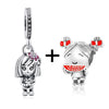 2Pcs/Lot Silver Plated Boy Girl Bestfriends Beads Pendant Fit Original Brand Charms Bracelets for Women Valentine's Day Jewelry