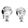 2Pcs/Lot Silver Plated Boy Girl Bestfriends Beads Pendant Fit Original Brand Charms Bracelets for Women Valentine's Day Jewelry