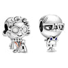 2Pcs/Lot Silver Plated Boy Girl Bestfriends Beads Pendant Fit Original Brand Charms Bracelets for Women Valentine's Day Jewelry