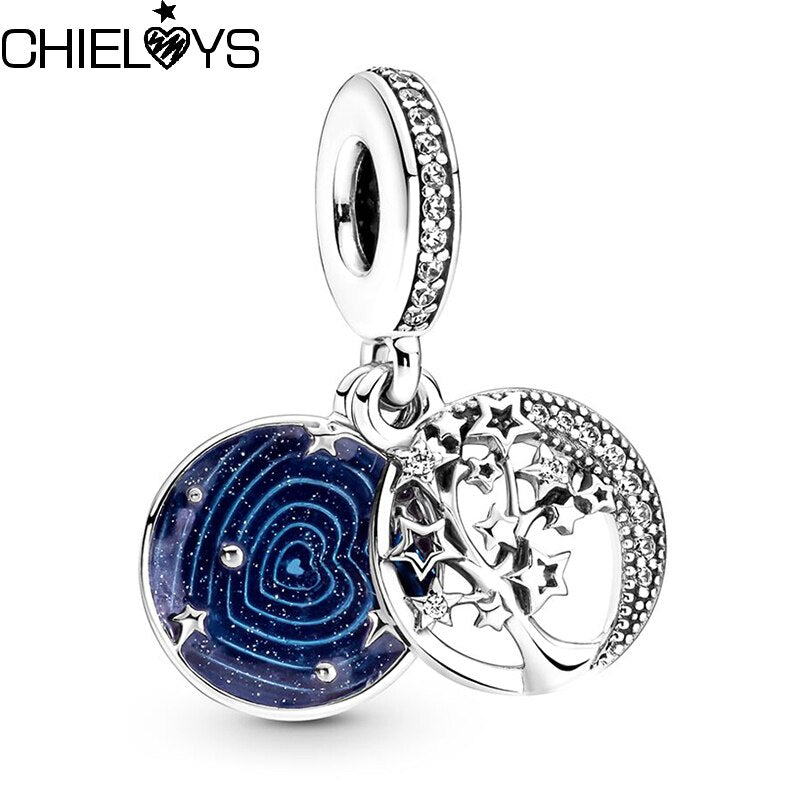 2Pcs/Lot Tree" Moon Star River Combo Charm Beads Pendant Fit DIY Original Bracelets Necklaces For Women Men Jewelry Accessories