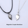 2Pcs Minimalist Lovers Matching Friendship Heart Pendant Couple Magnetic Distance Faceted Heart Pendant Necklace Couple Jewelry