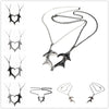2Pcs Personality Punk Heart Wing Necklace Lovers Vinatge Bat Wing Heart Couples Pendant Necklace Set  Jewerly