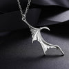 2Pcs Personality Punk Heart Wing Necklace Lovers Vinatge Bat Wing Heart Couples Pendant Necklace Set  Jewerly
