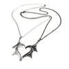 2Pcs Personality Punk Heart Wing Necklace Lovers Vinatge Bat Wing Heart Couples Pendant Necklace Set  Jewerly