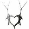 2Pcs Personality Punk Heart Wing Necklace Lovers Vinatge Bat Wing Heart Couples Pendant Necklace Set  Jewerly