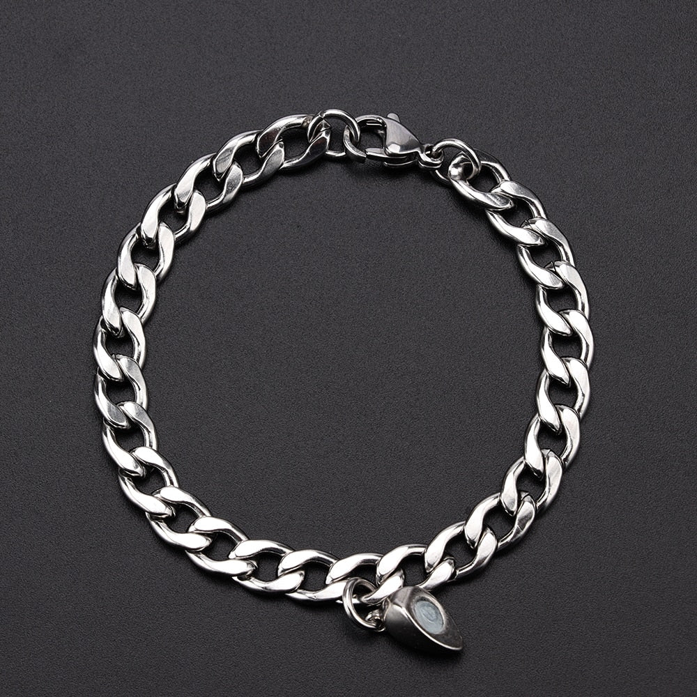 2Pcs/Set Heart shaped Magnet attraction Bracelet for couples Stainless steel Cuba chain men's and women's charm  Jewelry gifts
