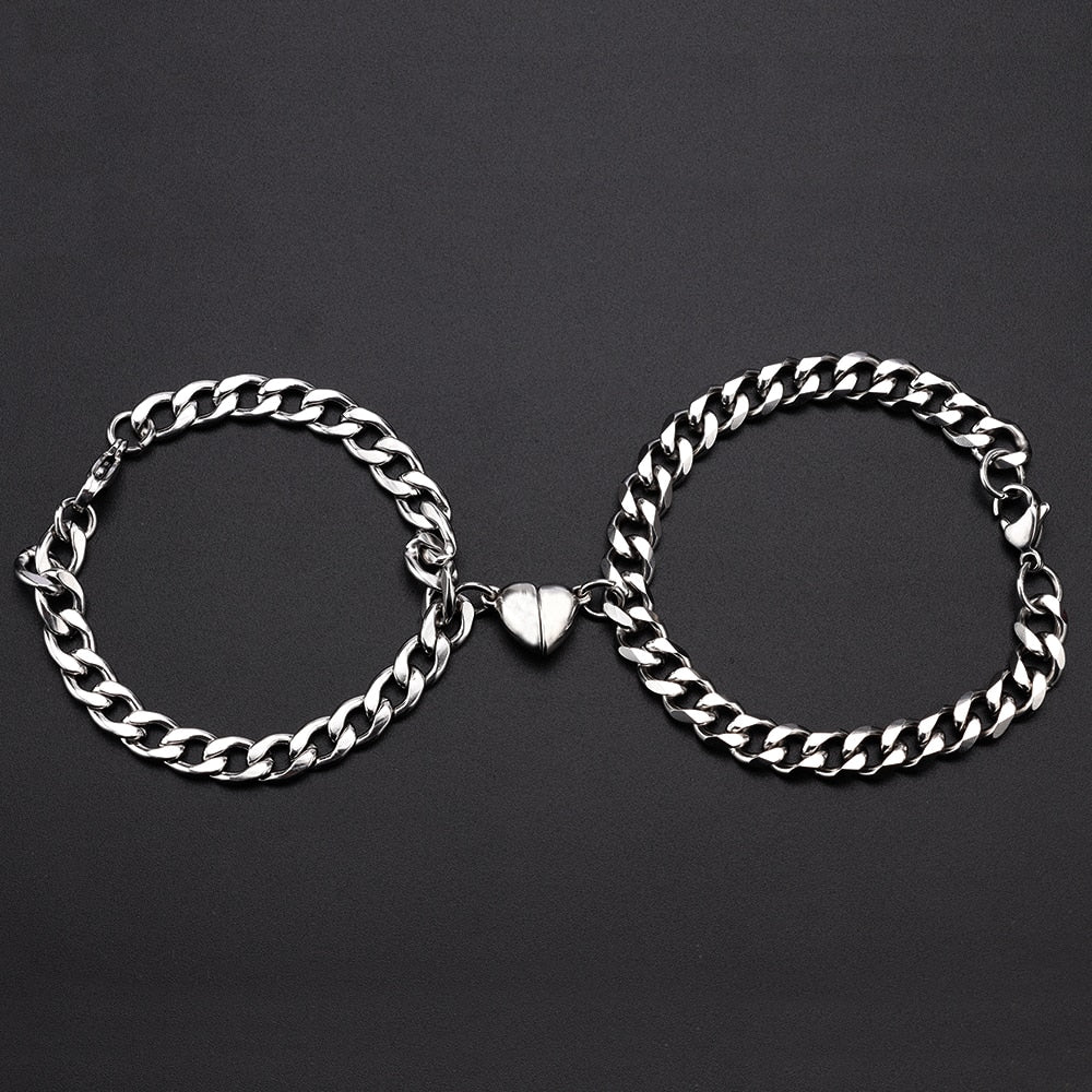 Buy BEAUTIVIA Couple Bracelet Magnetic Heart Bracelets Romantic Love  Couples Friendship Promise 2 In 1 Wrist Band Link Chain Bracelet For Men  Girls at Amazon.in