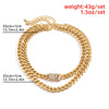2Pcs/Set Hip Hop Iced Out Rhinestones Curb Cuban Link Chain Choker Necklace for Women Miami Thick Chain Choker Rapper Jewelry