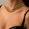 2Pcs/Set Hip Hop Iced Out Rhinestones Curb Cuban Link Chain Choker Necklace for Women Miami Thick Chain Choker Rapper Jewelry