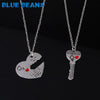2Pcs/Set Romantic Couple Necklaces Engrave I Love You Love Heart&Key chains pendants Silver Color Chain Collares jewerly Selling