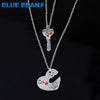 2Pcs/Set Romantic Couple Necklaces Engrave I Love You Love Heart&Key chains pendants Silver Color Chain Collares jewerly Selling