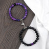 2Pcs/Set Romantic Heart Shape Magnet Pendant Bracelets 6 8MM Weathered Stone Bangles Jewelry Couple Handmade Strench Pulsera New