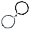 2Pcs/Set Romantic Heart Shape Magnet Pendant Bracelets 6 8MM Weathered Stone Bangles Jewelry Couple Handmade Strench Pulsera New