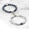 2Pcs/Set Romantic Heart Shape Magnet Pendant Bracelets 6 8MM Weathered Stone Bangles Jewelry Couple Handmade Strench Pulsera New