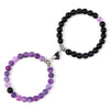 2Pcs/Set Romantic Heart Shape Magnet Pendant Bracelets 6 8MM Weathered Stone Bangles Jewelry Couple Handmade Strench Pulsera New