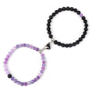 2Pcs/Set Romantic Heart Shape Magnet Pendant Bracelets 6 8MM Weathered Stone Bangles Jewelry Couple Handmade Strench Pulsera New