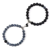 2Pcs/Set Romantic Heart Shape Magnet Pendant Bracelets 6 8MM Weathered Stone Bangles Jewelry Couple Handmade Strench Pulsera New