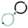 2Pcs/Set Romantic Heart Shape Magnet Pendant Bracelets 6 8MM Weathered Stone Bangles Jewelry Couple Handmade Strench Pulsera New