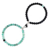 2Pcs/Set Romantic Heart Shape Magnet Pendant Bracelets 6 8MM Weathered Stone Bangles Jewelry Couple Handmade Strench Pulsera New