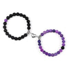 2Pcs/Set Romantic Heart Shape Magnet Pendant Bracelets 6 8MM Weathered Stone Bangles Jewelry Couple Handmade Strench Pulsera New