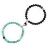 2Pcs/Set Romantic Heart Shape Magnet Pendant Bracelets 6 8MM Weathered Stone Bangles Jewelry Couple Handmade Strench Pulsera New