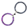 2Pcs/Set Romantic Heart Shape Magnet Pendant Bracelets 6 8MM Weathered Stone Bangles Jewelry Couple Handmade Strench Pulsera New