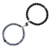 2Pcs/Set Romantic Heart Shape Magnet Pendant Bracelets 6 8MM Weathered Stone Bangles Jewelry Couple Handmade Strench Pulsera New