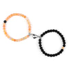 2Pcs/Set Romantic Heart Shape Magnet Pendant Bracelets 6 8MM Weathered Stone Bangles Jewelry Couple Handmade Strench Pulsera New