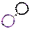 2Pcs/Set Romantic Heart Shape Magnet Pendant Bracelets 6 8MM Weathered Stone Bangles Jewelry Couple Handmade Strench Pulsera New