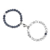 2Pcs/Set Romantic Heart Shape Magnet Pendant Bracelets 6 8MM Weathered Stone Bangles Jewelry Couple Handmade Strench Pulsera New
