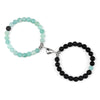 2Pcs/Set Romantic Heart Shape Magnet Pendant Bracelets 6 8MM Weathered Stone Bangles Jewelry Couple Handmade Strench Pulsera New