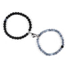 2Pcs/Set Romantic Heart Shape Magnet Pendant Bracelets 6 8MM Weathered Stone Bangles Jewelry Couple Handmade Strench Pulsera New