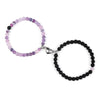 2Pcs/Set Romantic Heart Shape Magnet Pendant Bracelets 6 8MM Weathered Stone Bangles Jewelry Couple Handmade Strench Pulsera New